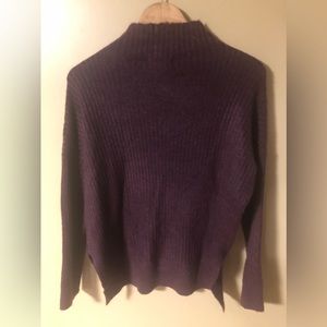 Burgundy Wine Purple Mock Neck Side Slits Long Sleeve Sweater George Medium